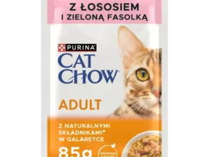 Cat Chow Adult Łosoś z fasolką w galaretce – mokra karma dla kotów 85g