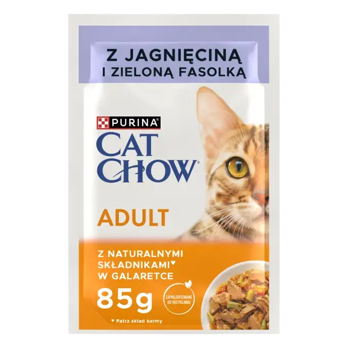 Cat Chow Adult Jagnięcina z fasolką w sosie – mokra karma dla kotów 85g - obrazek 2