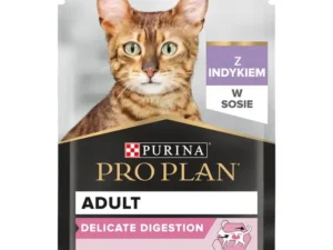 PRO PLAN® Adult DELICATE DIGESTION, Karma mokra dla kotów dorosłych o wrażliwym układzie pokarmowym, Delikatne kawałki z Indykiem w sosie