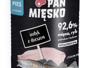 Pan Mięsko Hipoalergiczna Karma Mokra dla psa Indyk z dorszem 400g