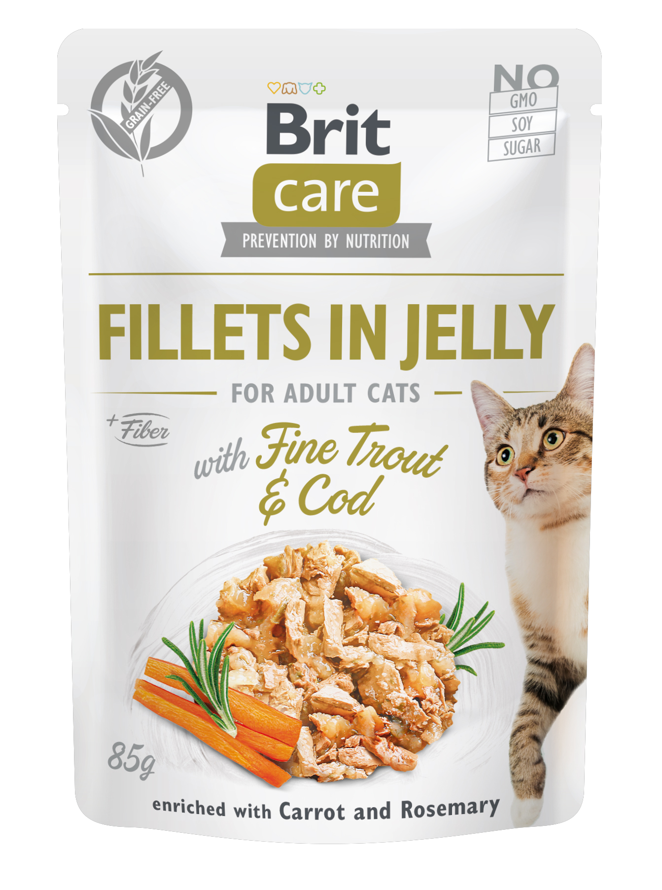Brit Care Cat Fillets in Jelly pstrąg i dorsz 85 g
