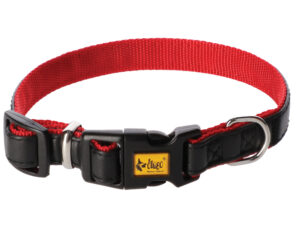 DINGO Obroża BASIC z plastikowym zapięciem 1,6x38cm czarno-czerwony
