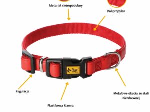 DINGO Obroża BASIC z plastikowym zapięciem 1,6×38 cm czerwona