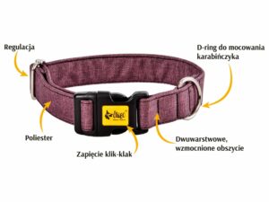 DINGO Obroża regulowana SCANDI 3,0x60cm fiolet