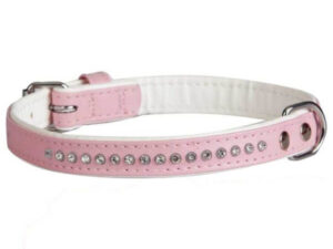 DINGO Obroża GLAMOUR z kryształkami 1,4x25cm różowa